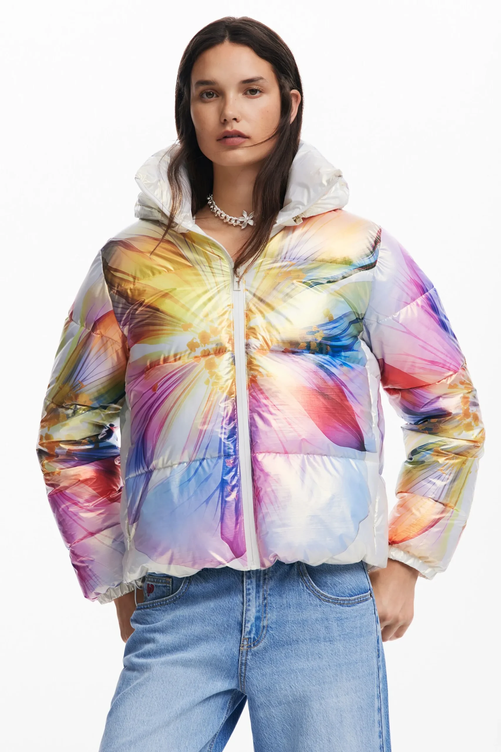 Abrigos Y Chaquetas-Desigual Abrigo acolchado flor