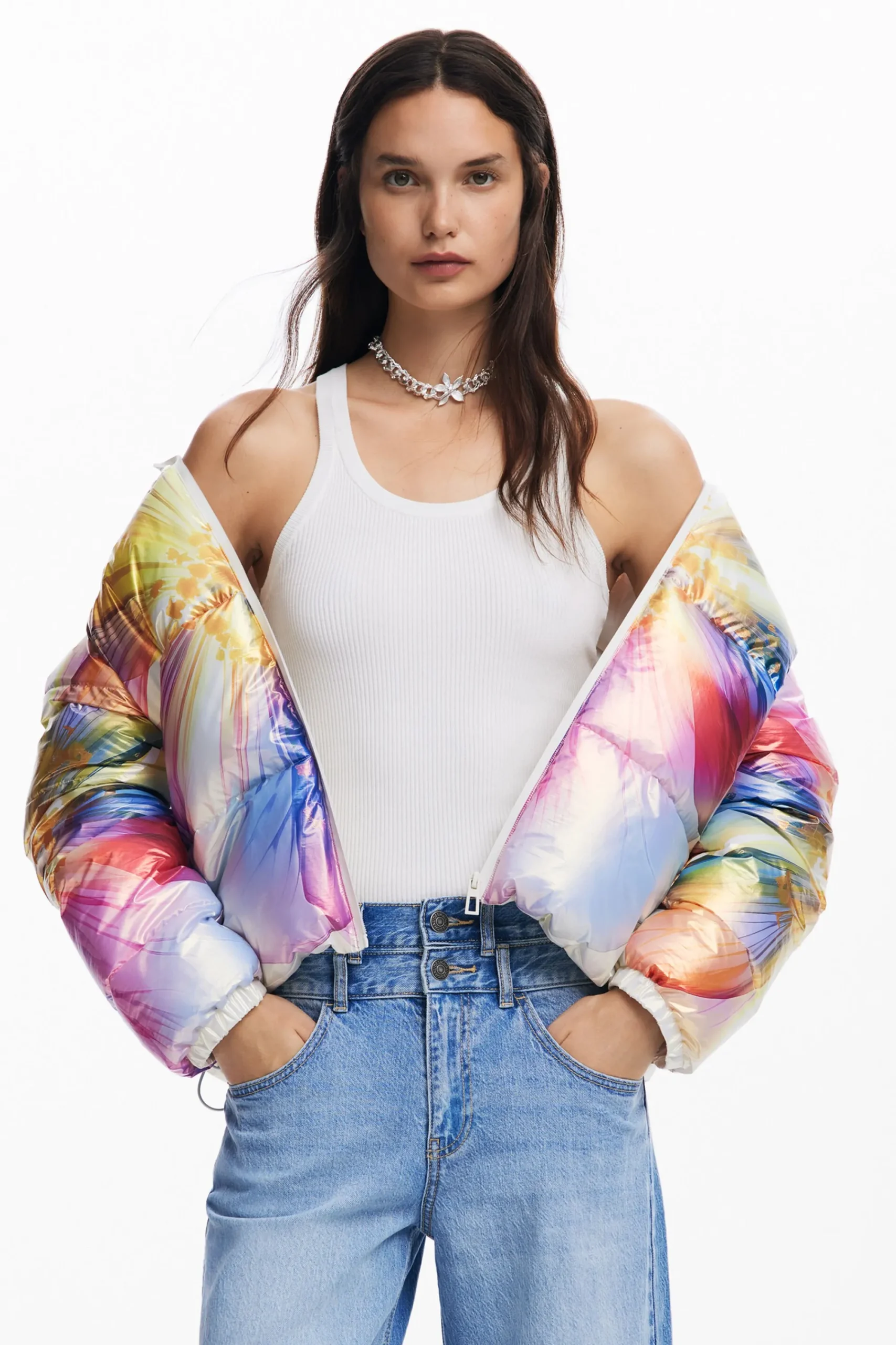 Abrigos Y Chaquetas-Desigual Abrigo acolchado flor