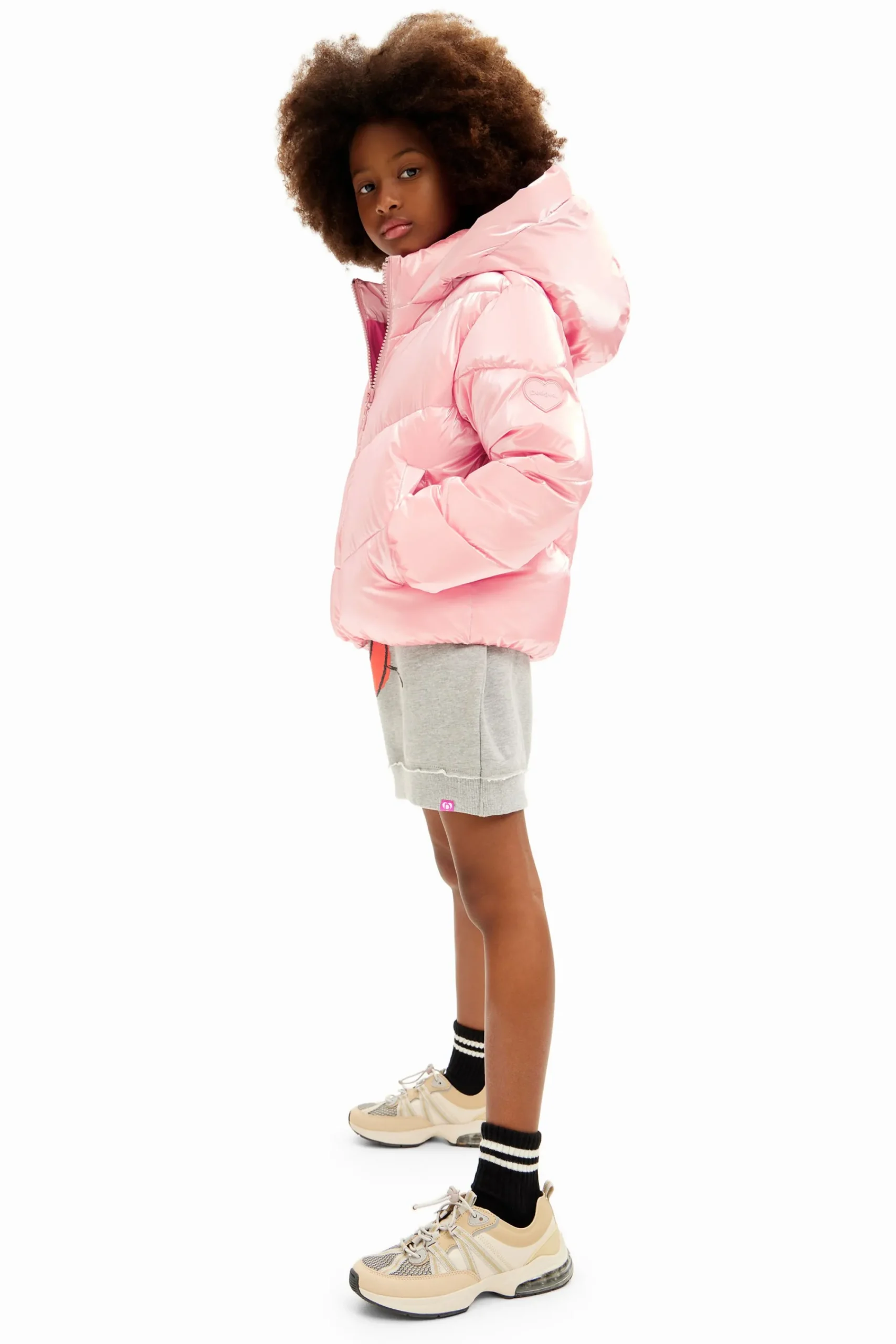 Abrigos Y Chaquetas-Desigual Abrigo acolchado metalizado capucha