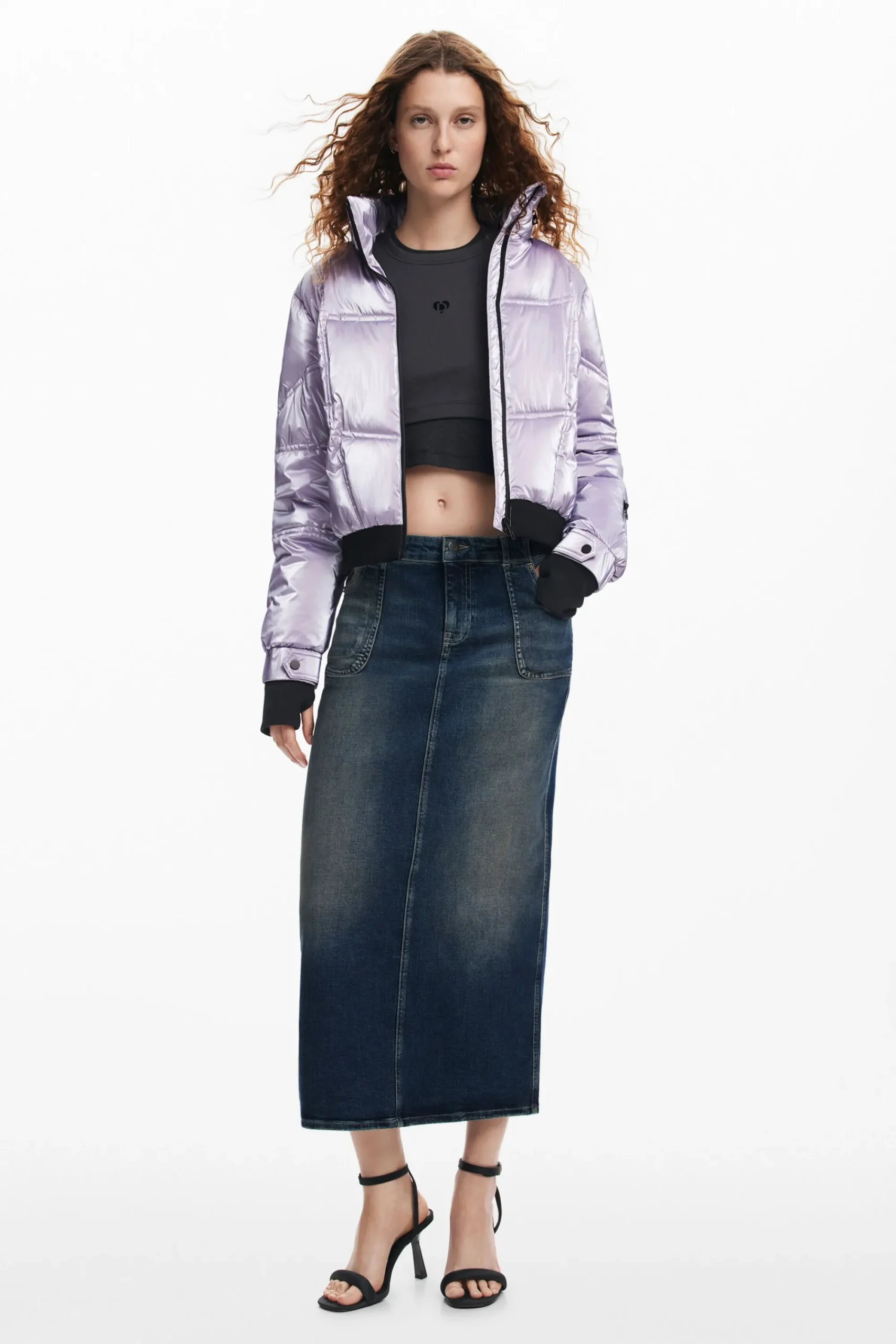 Abrigos Y Chaquetas-Desigual Abrigo acolchado metalizado