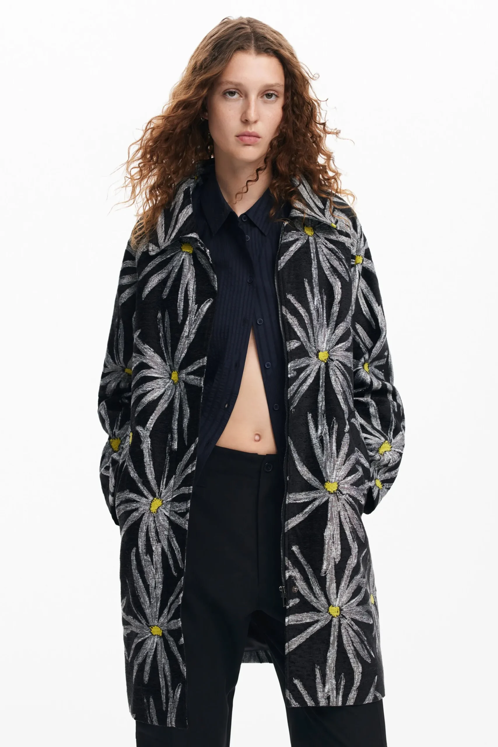 Abrigos Y Chaquetas-Desigual Abrigo estampado margaritas