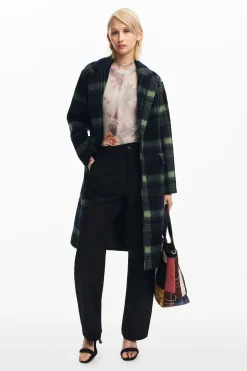 Abrigos Y Chaquetas-Desigual Abrigo largo cuadros