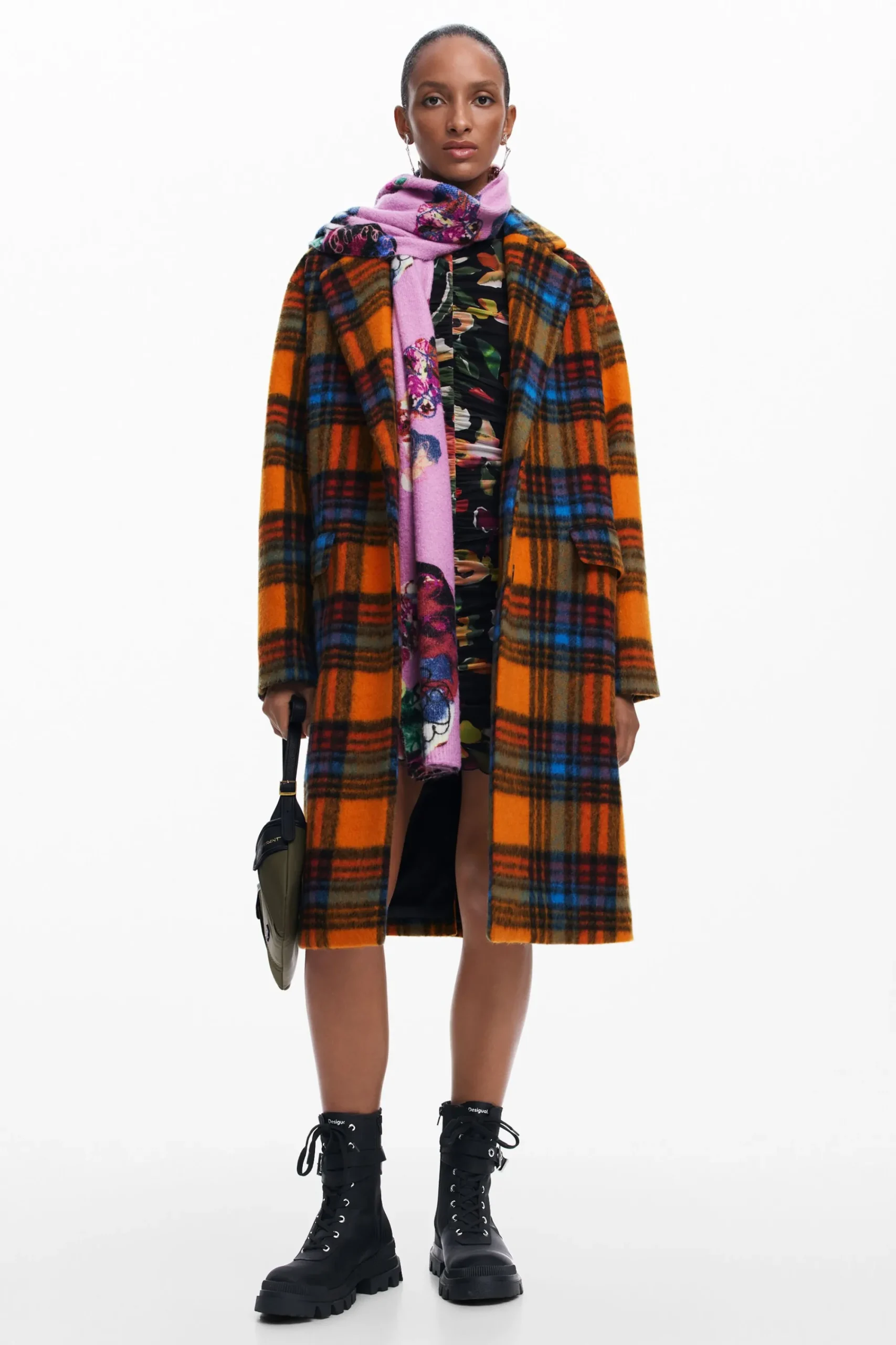Abrigos Y Chaquetas-Desigual Abrigo largo cuadros