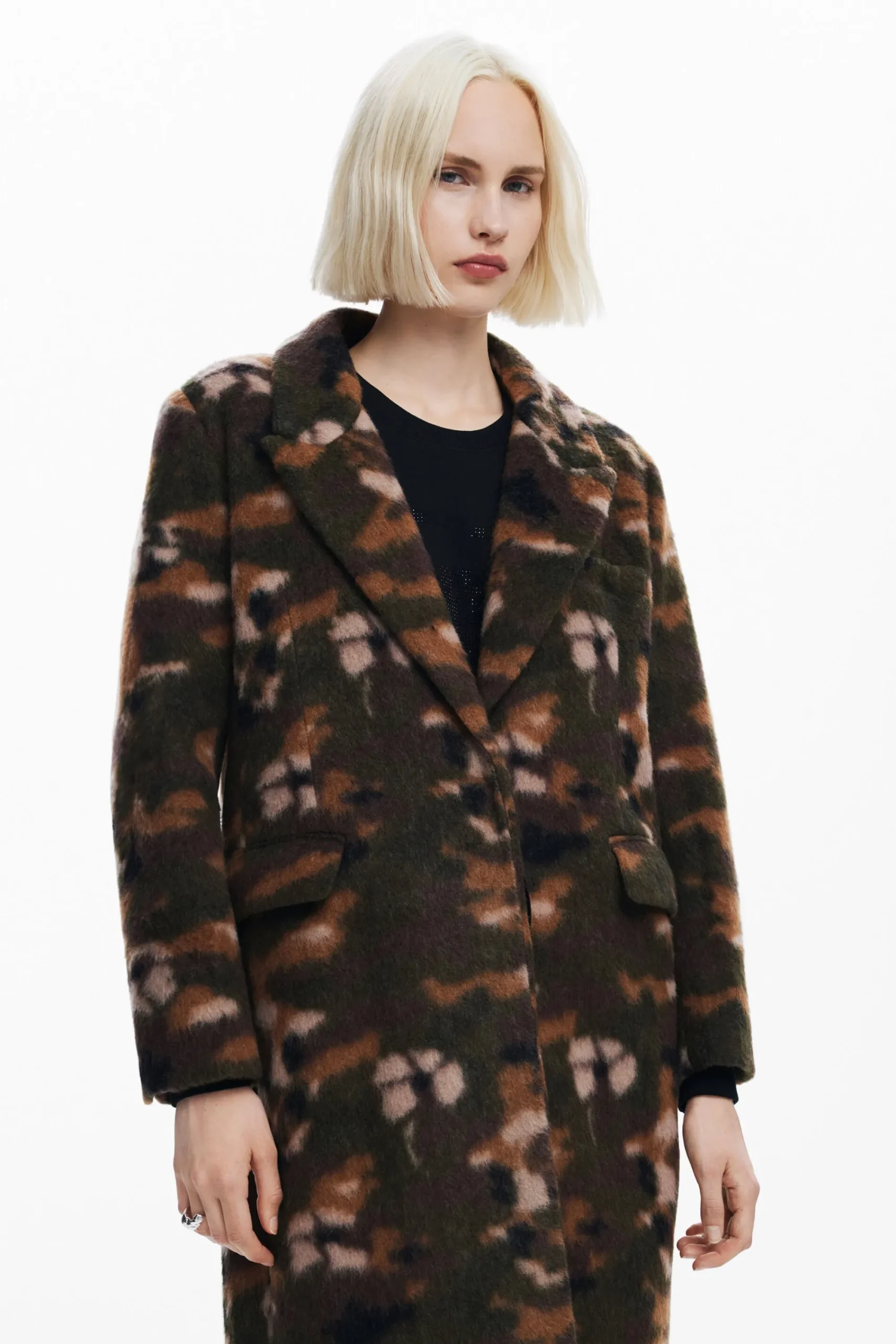 Abrigos Y Chaquetas-Desigual Abrigo largo estampado
