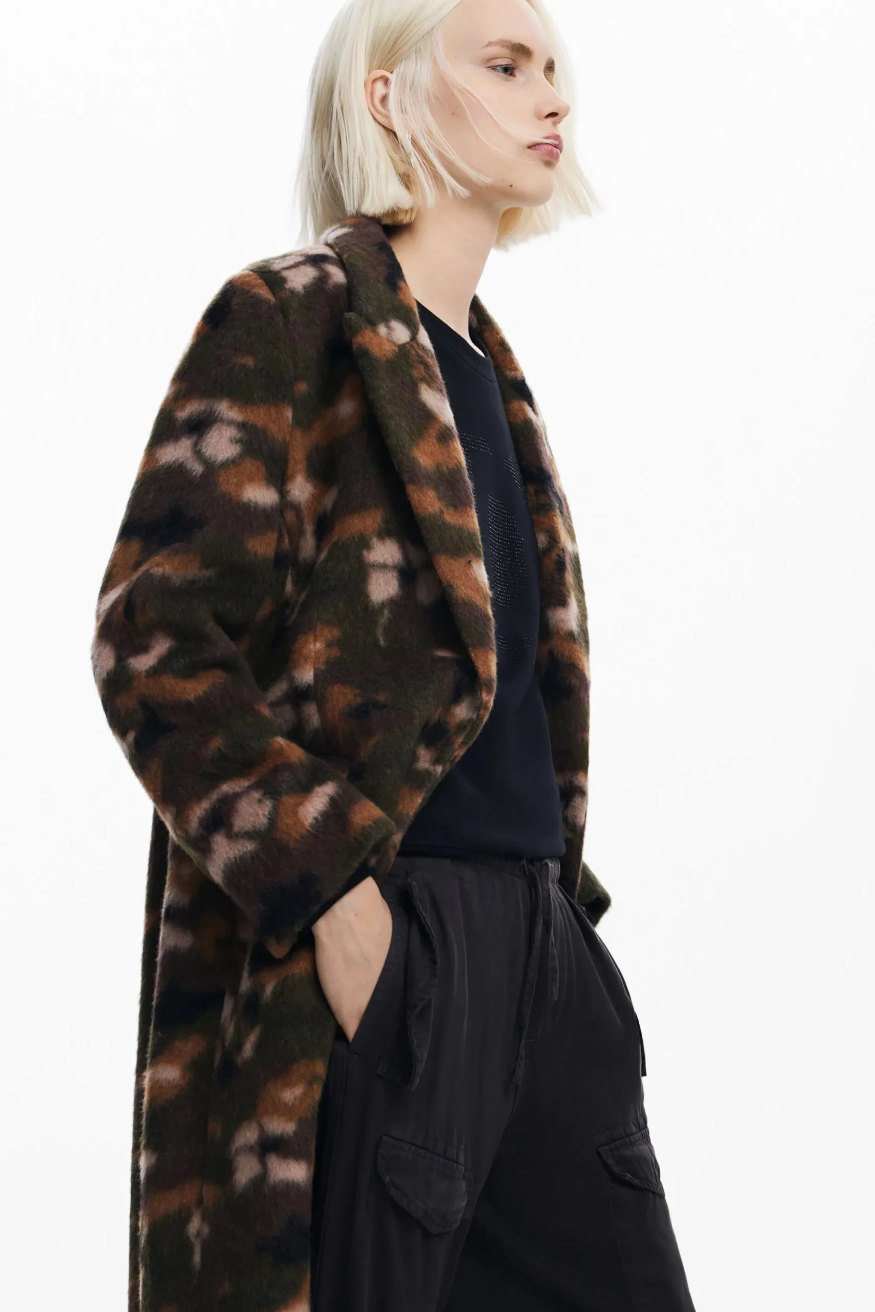 Abrigos Y Chaquetas-Desigual Abrigo largo estampado
