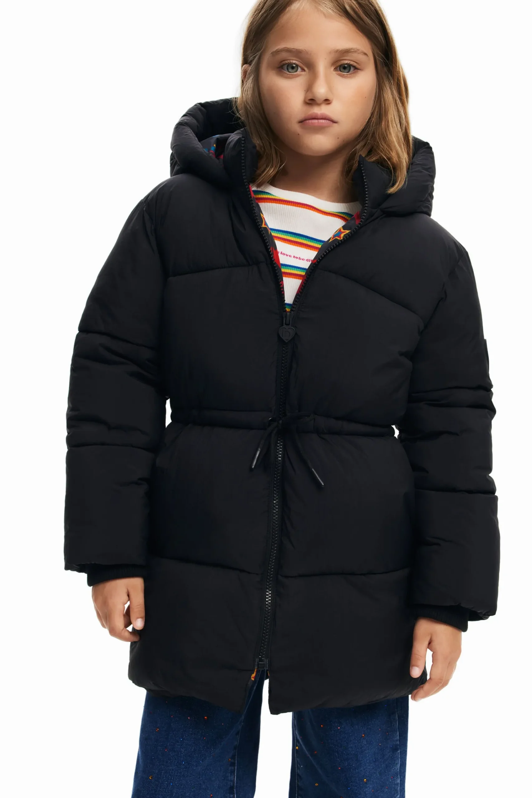 Abrigos Y Chaquetas-Desigual Abrigo largo gran capucha bolsillos
