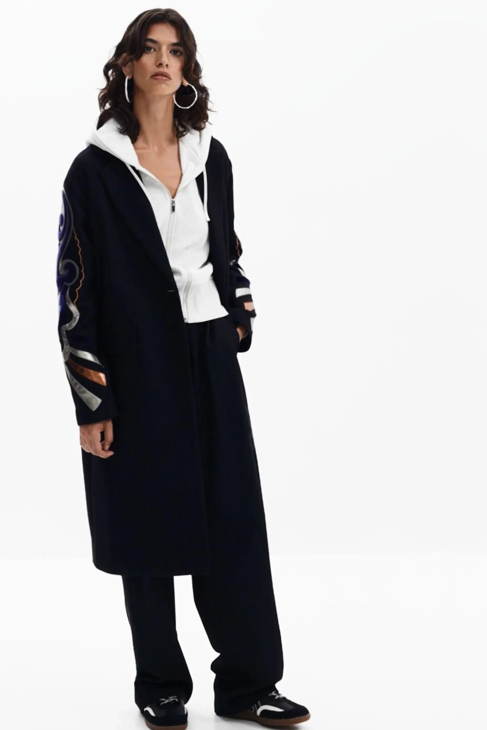 Abrigos Y Chaquetas-Desigual Abrigo mangas estampadas