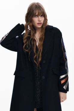 Abrigos Y Chaquetas-Desigual Abrigo mangas estampadas