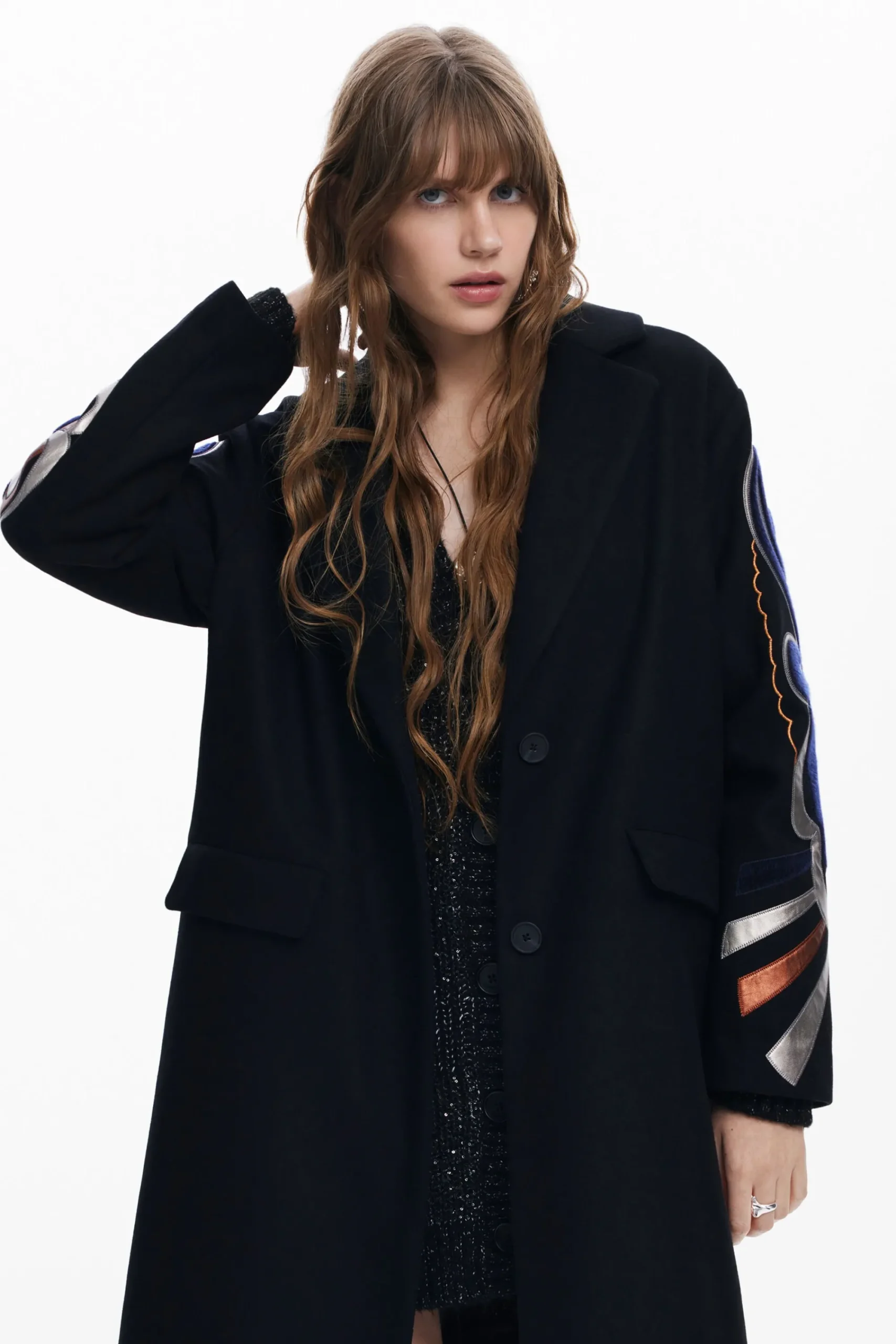 Abrigos Y Chaquetas-Desigual Abrigo mangas estampadas