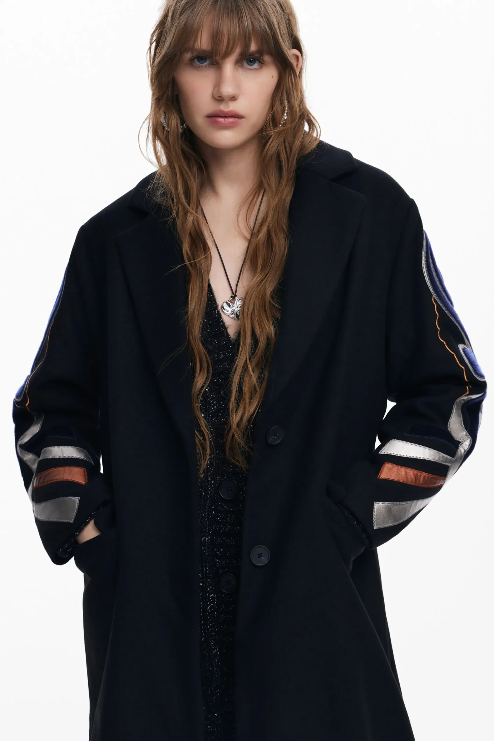 Abrigos Y Chaquetas-Desigual Abrigo mangas estampadas