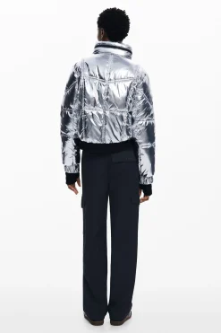 Abrigos Y Chaquetas-Desigual Abrigo metalizado capucha