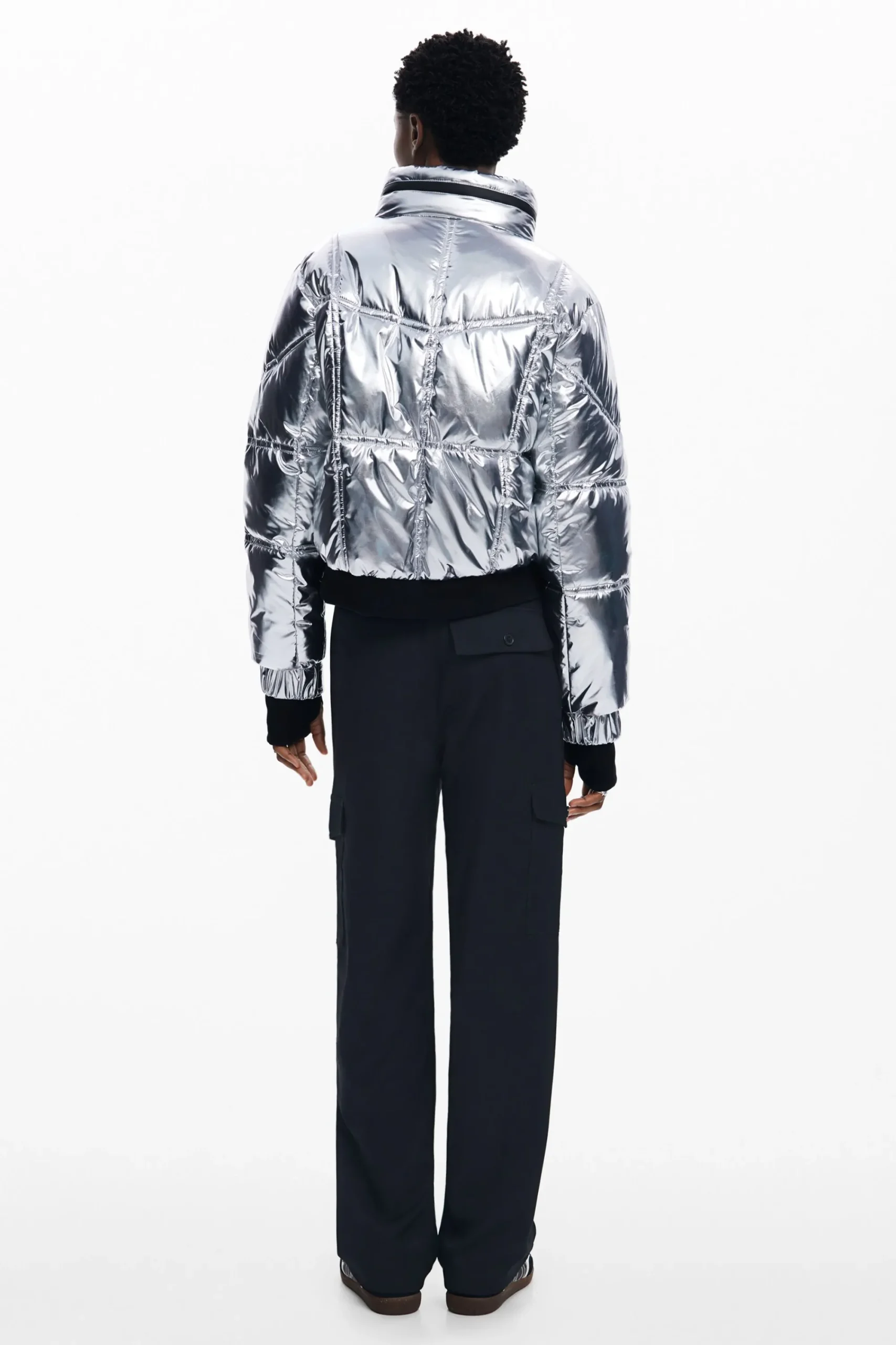 Abrigos Y Chaquetas-Desigual Abrigo metalizado capucha