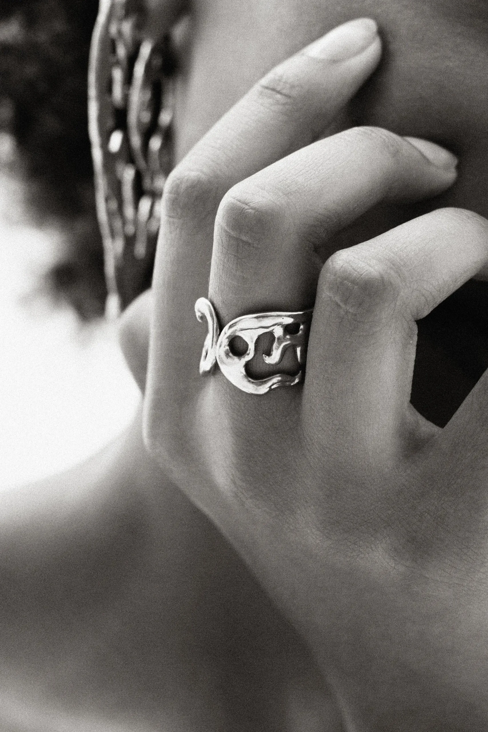 Joyería-Desigual Anillo formas orgánicas baño plata Zalio