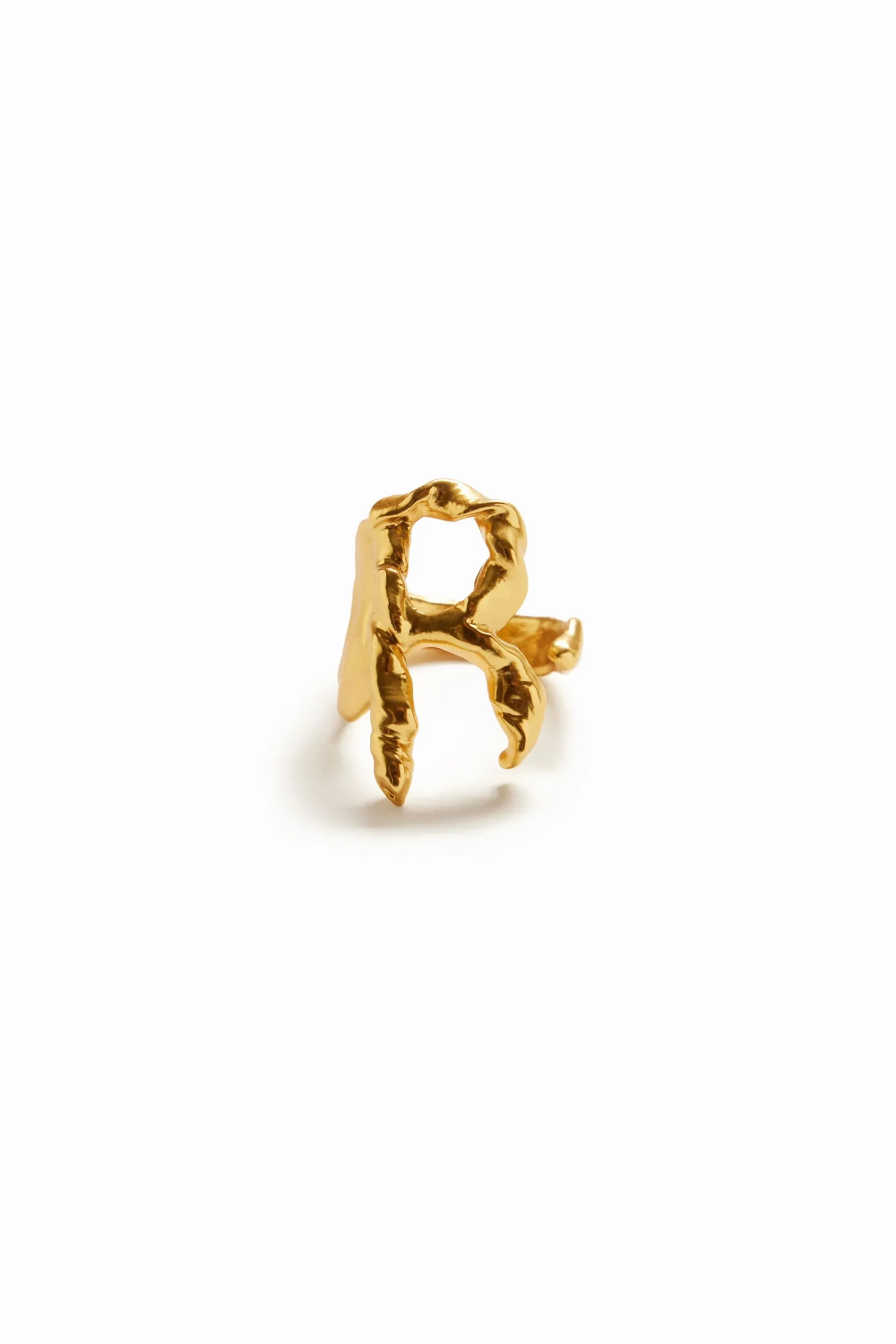 Joyería-Desigual Anillo letra R baño oro Zalio
