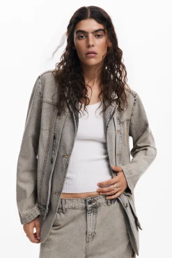 Abrigos Y Chaquetas-Desigual Blazer denim desgastado