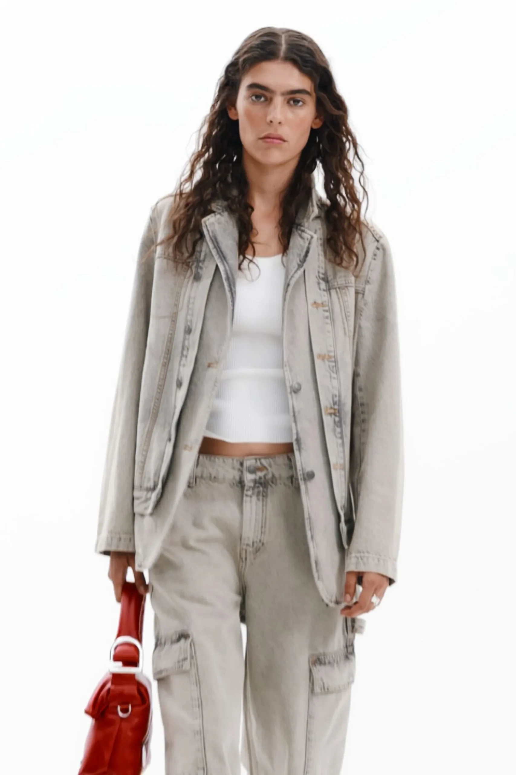 Abrigos Y Chaquetas-Desigual Blazer denim desgastado
