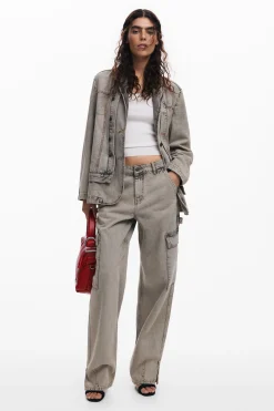 Abrigos Y Chaquetas-Desigual Blazer denim desgastado