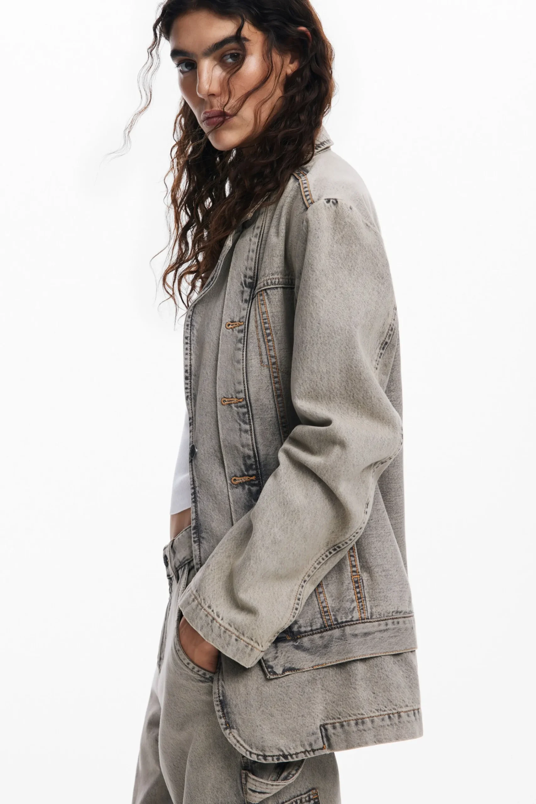 Abrigos Y Chaquetas-Desigual Blazer denim desgastado