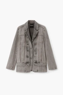 Abrigos Y Chaquetas-Desigual Blazer denim desgastado