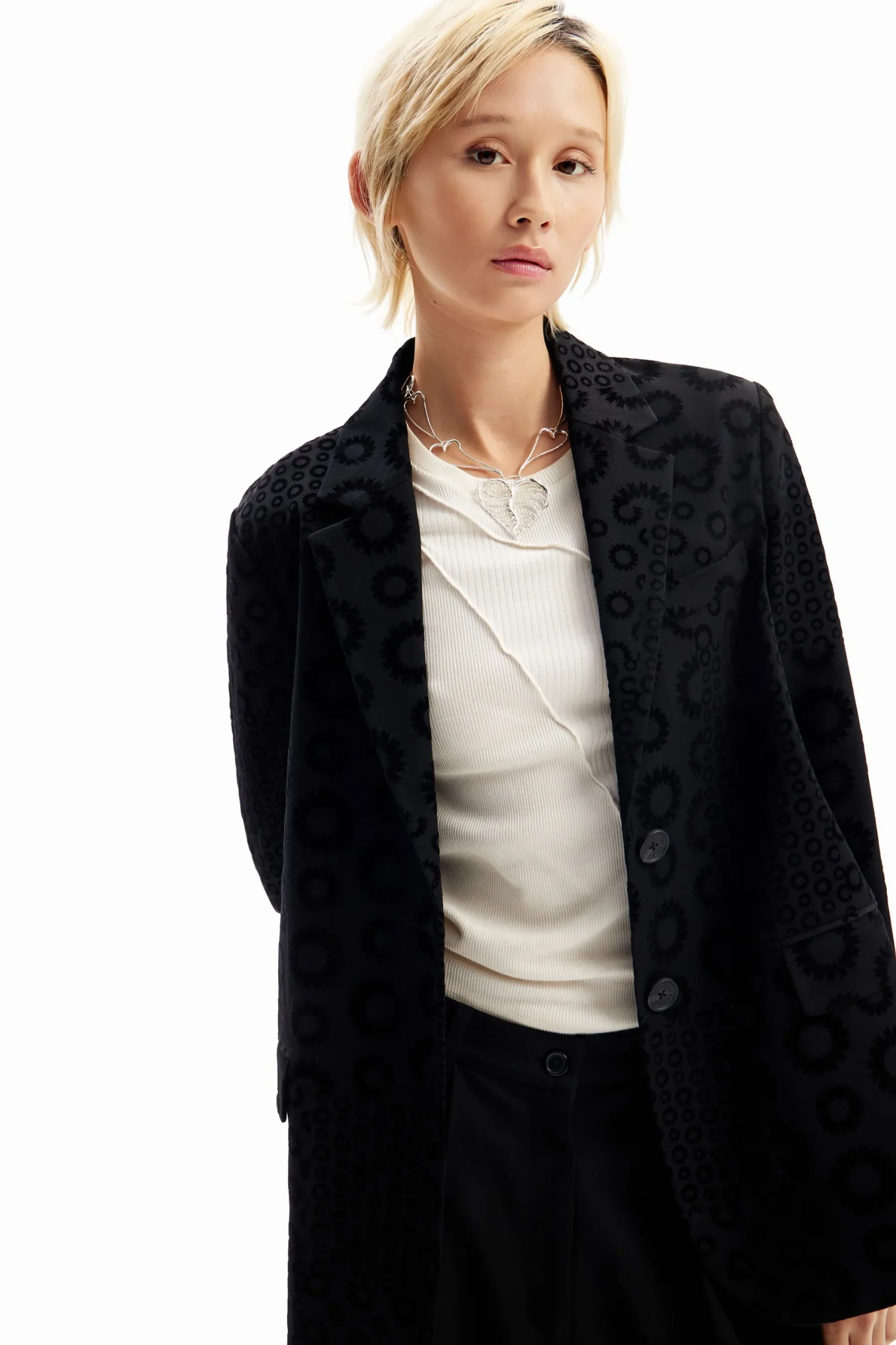 Abrigos Y Chaquetas-Desigual Blazer flocado geométrico