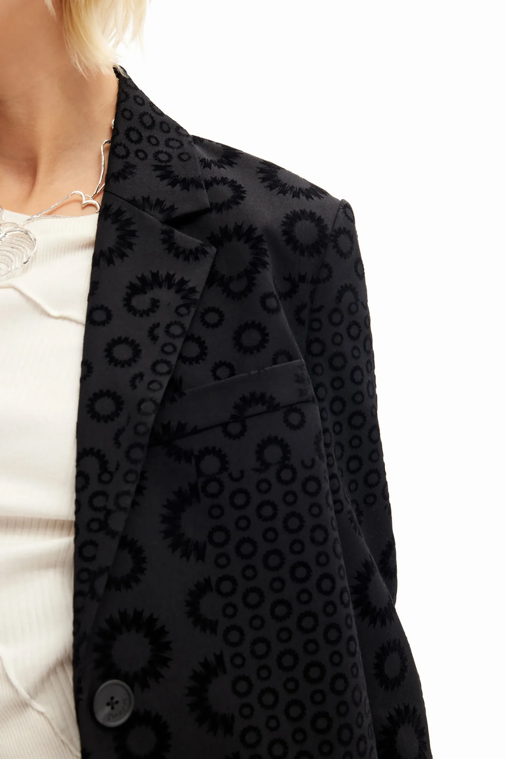 Abrigos Y Chaquetas-Desigual Blazer flocado geométrico