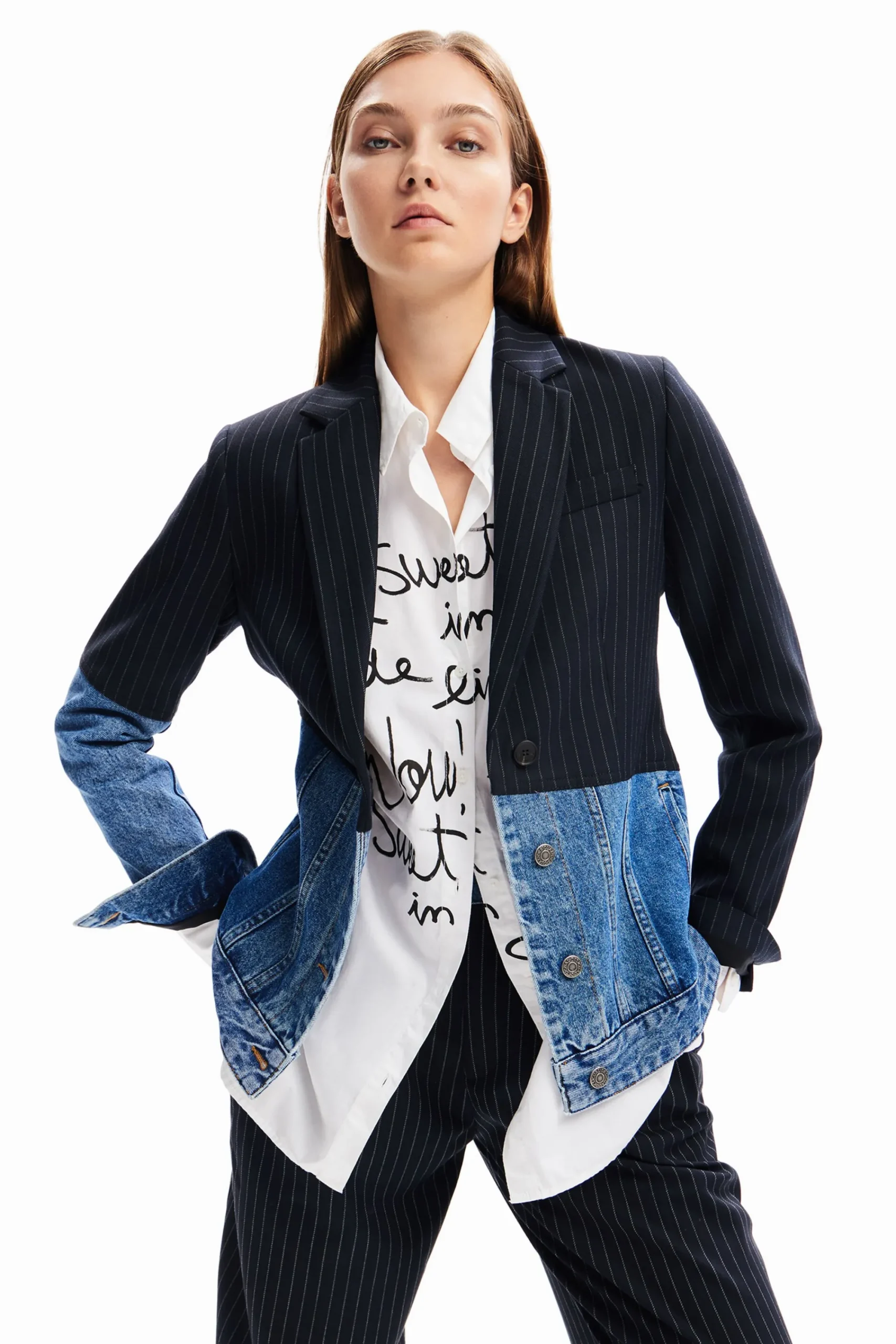 Abrigos Y Chaquetas-Desigual Blazer híbrida denim