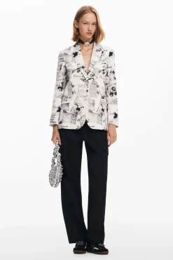 Abrigos Y Chaquetas-Desigual Blazer recta texto y flores