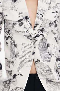 Abrigos Y Chaquetas-Desigual Blazer recta texto y flores