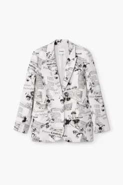Abrigos Y Chaquetas-Desigual Blazer recta texto y flores