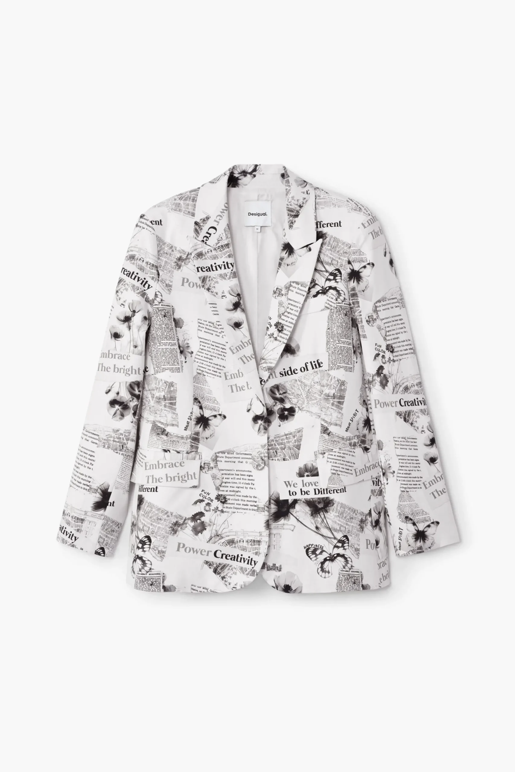 Abrigos Y Chaquetas-Desigual Blazer recta texto y flores