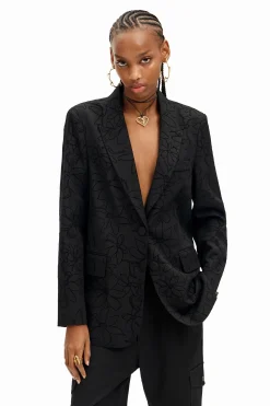 Abrigos Y Chaquetas-Desigual Blazer troqueada silueta flores