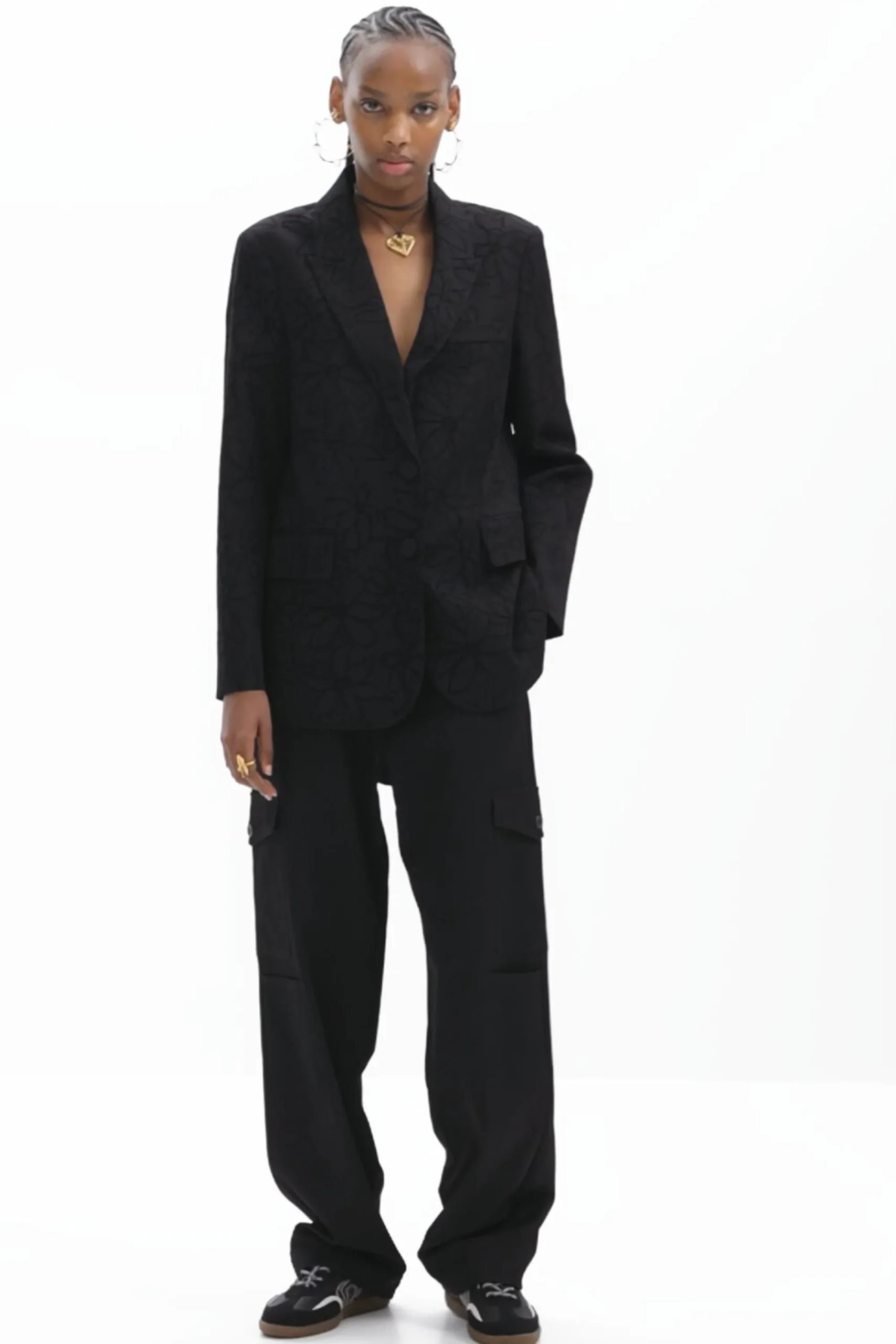Abrigos Y Chaquetas-Desigual Blazer troqueada silueta flores