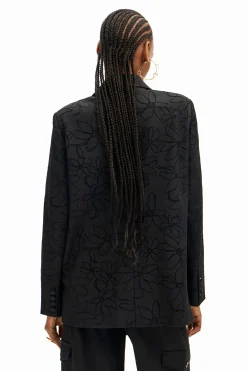 Abrigos Y Chaquetas-Desigual Blazer troqueada silueta flores