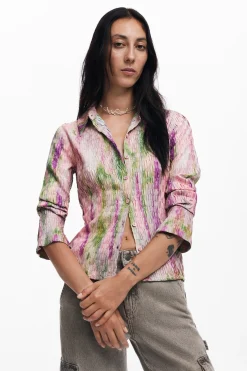 Camisas Y Blusas-Desigual Blusa acuarela difuminada