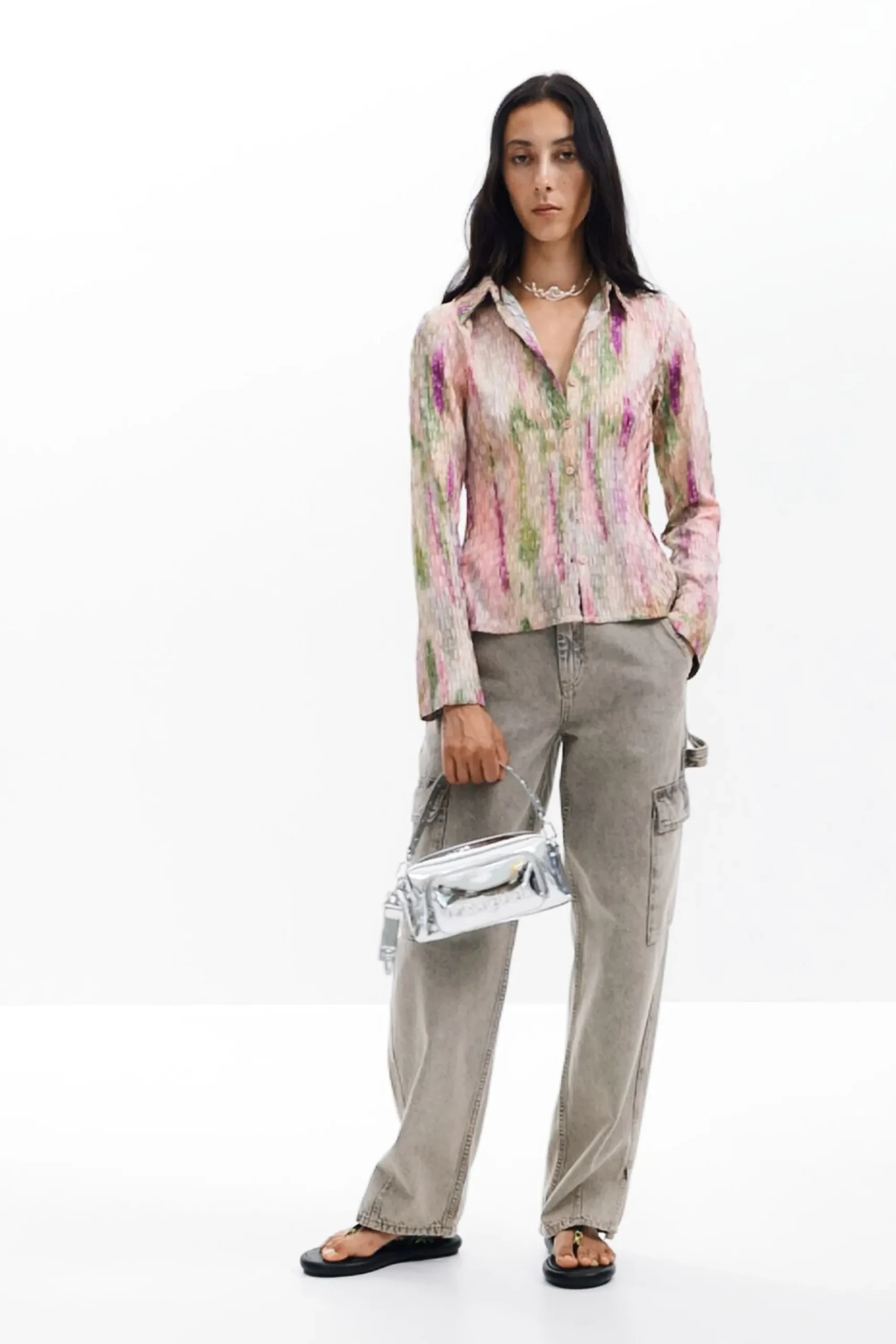 Camisas Y Blusas-Desigual Blusa acuarela difuminada