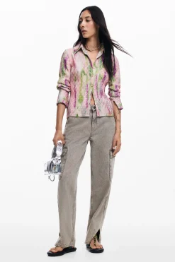 Camisas Y Blusas-Desigual Blusa acuarela difuminada