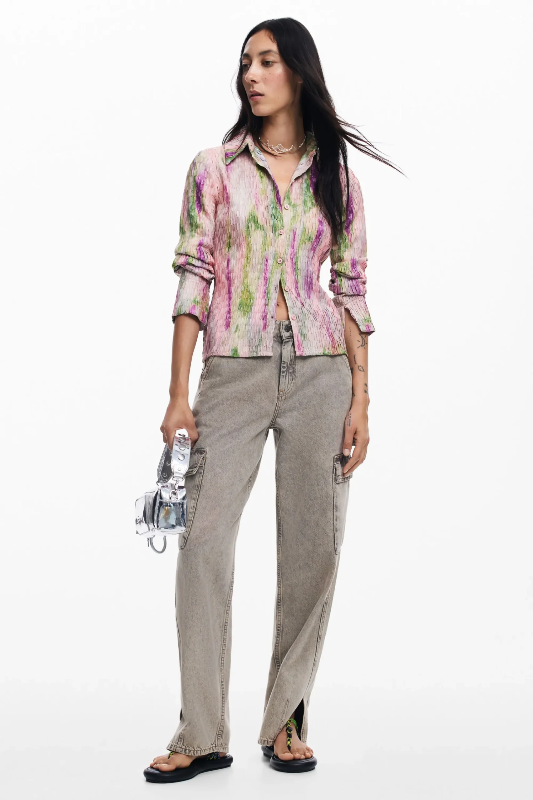 Camisas Y Blusas-Desigual Blusa acuarela difuminada