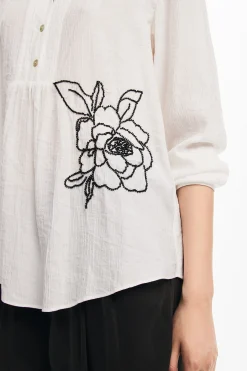 Camisas Y Blusas-Desigual Blusa flor bordada