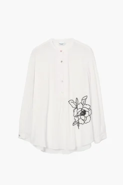Camisas Y Blusas-Desigual Blusa flor bordada