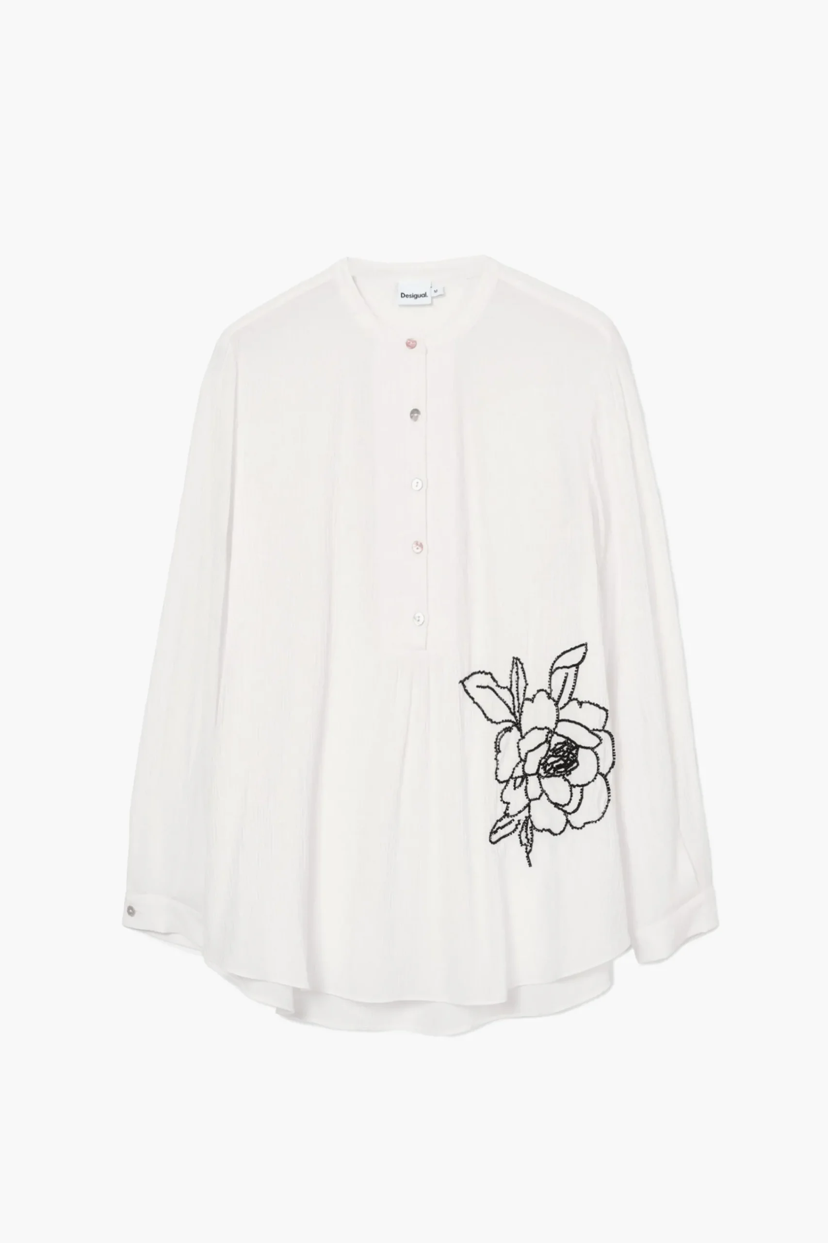 Camisas Y Blusas-Desigual Blusa flor bordada