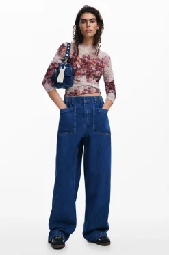 Camisas Y Blusas-Desigual Blusa flores con textura