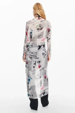 Camisas Y Blusas|Vestidos Y Monos-Desigual Blusa larga estampado periódico