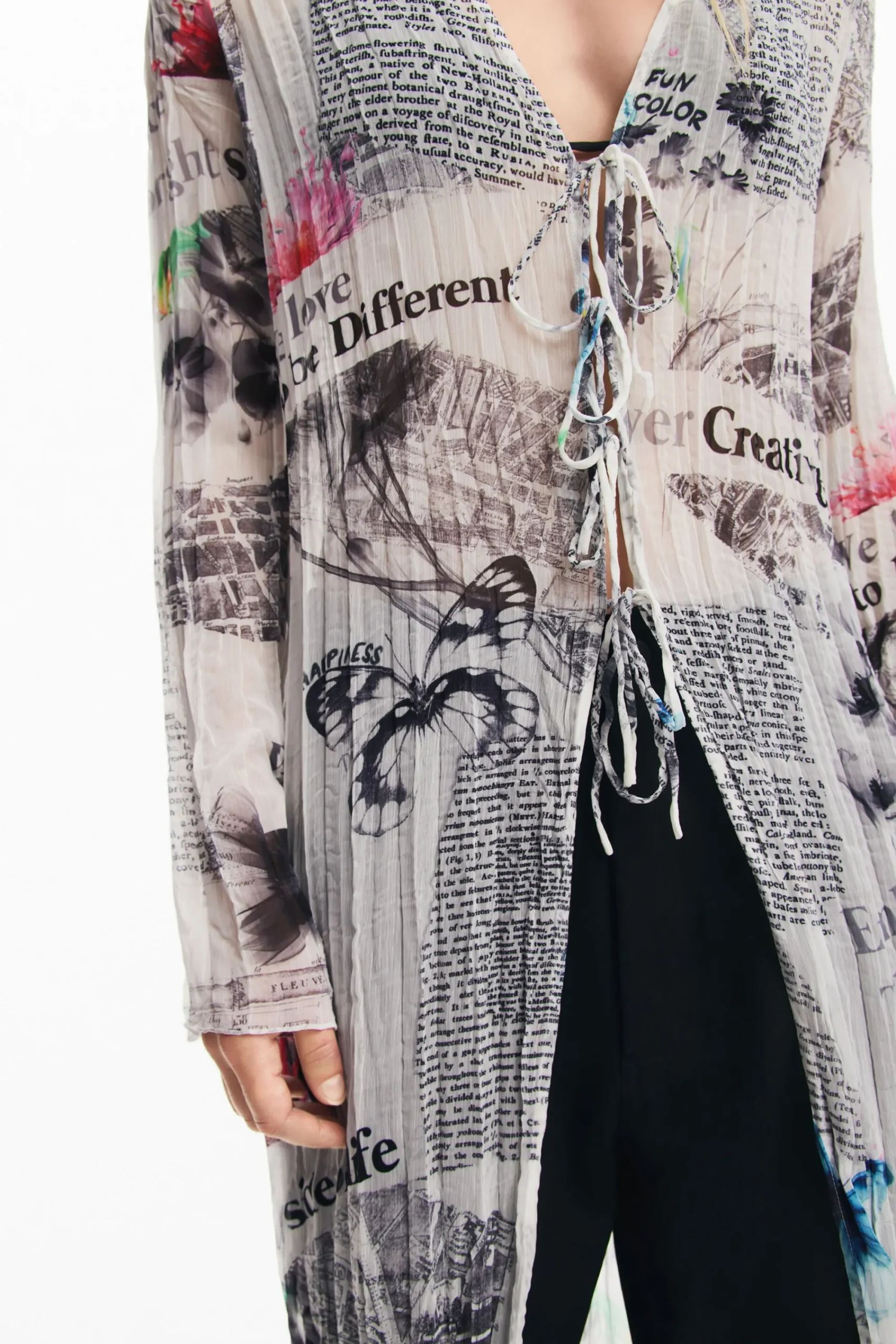 Camisas Y Blusas|Vestidos Y Monos-Desigual Blusa larga estampado periódico