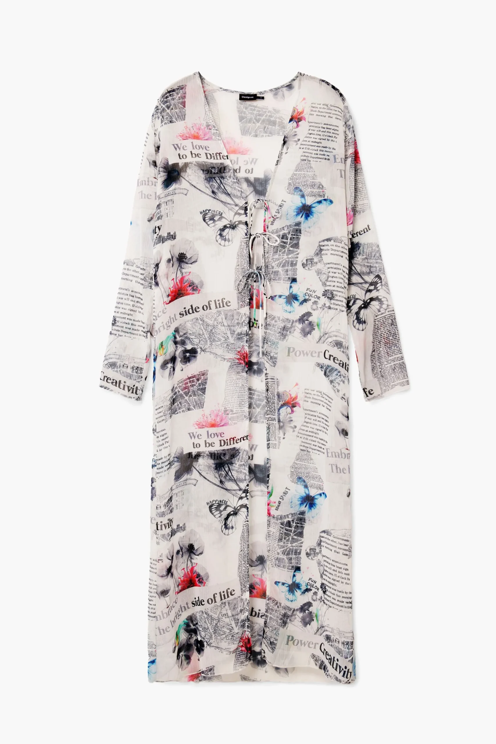 Camisas Y Blusas|Vestidos Y Monos-Desigual Blusa larga estampado periódico