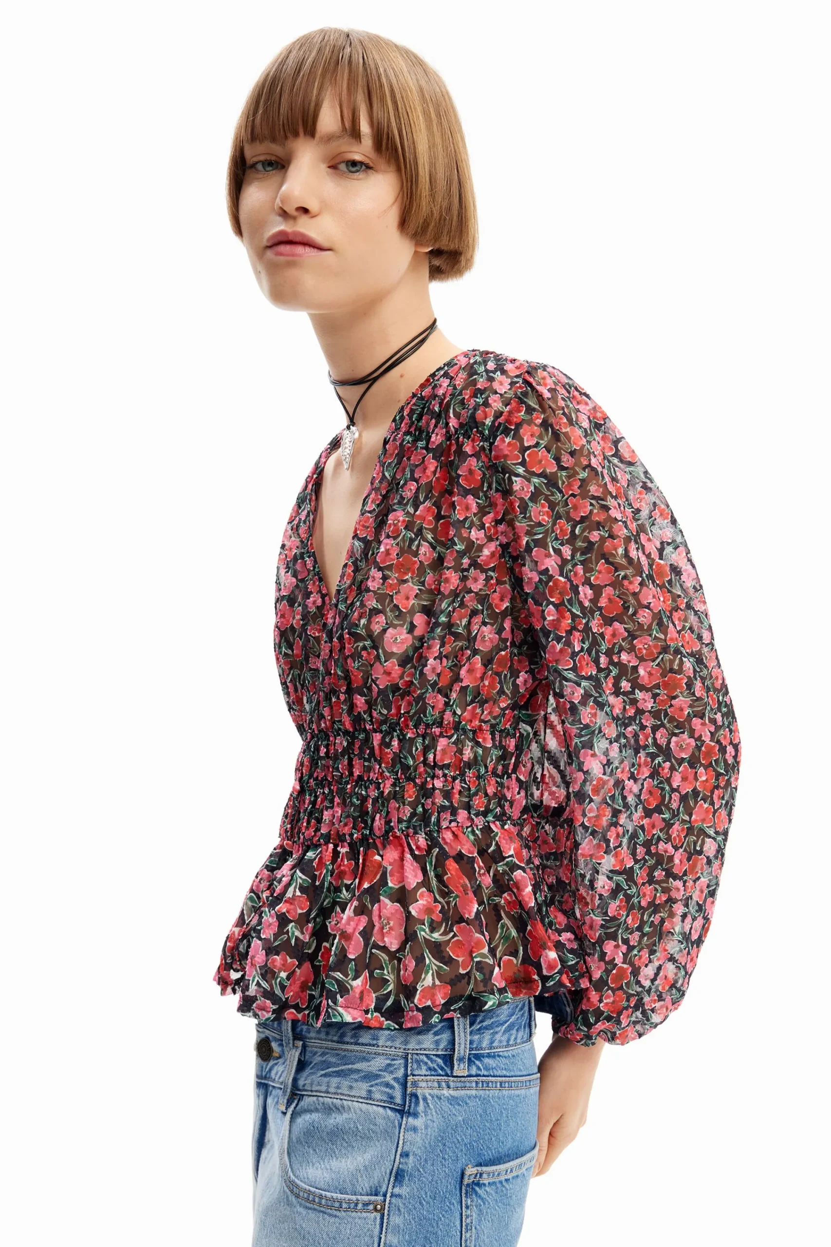 Camisas Y Blusas-Desigual Blusa plumeti flores