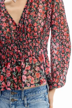 Camisas Y Blusas-Desigual Blusa plumeti flores