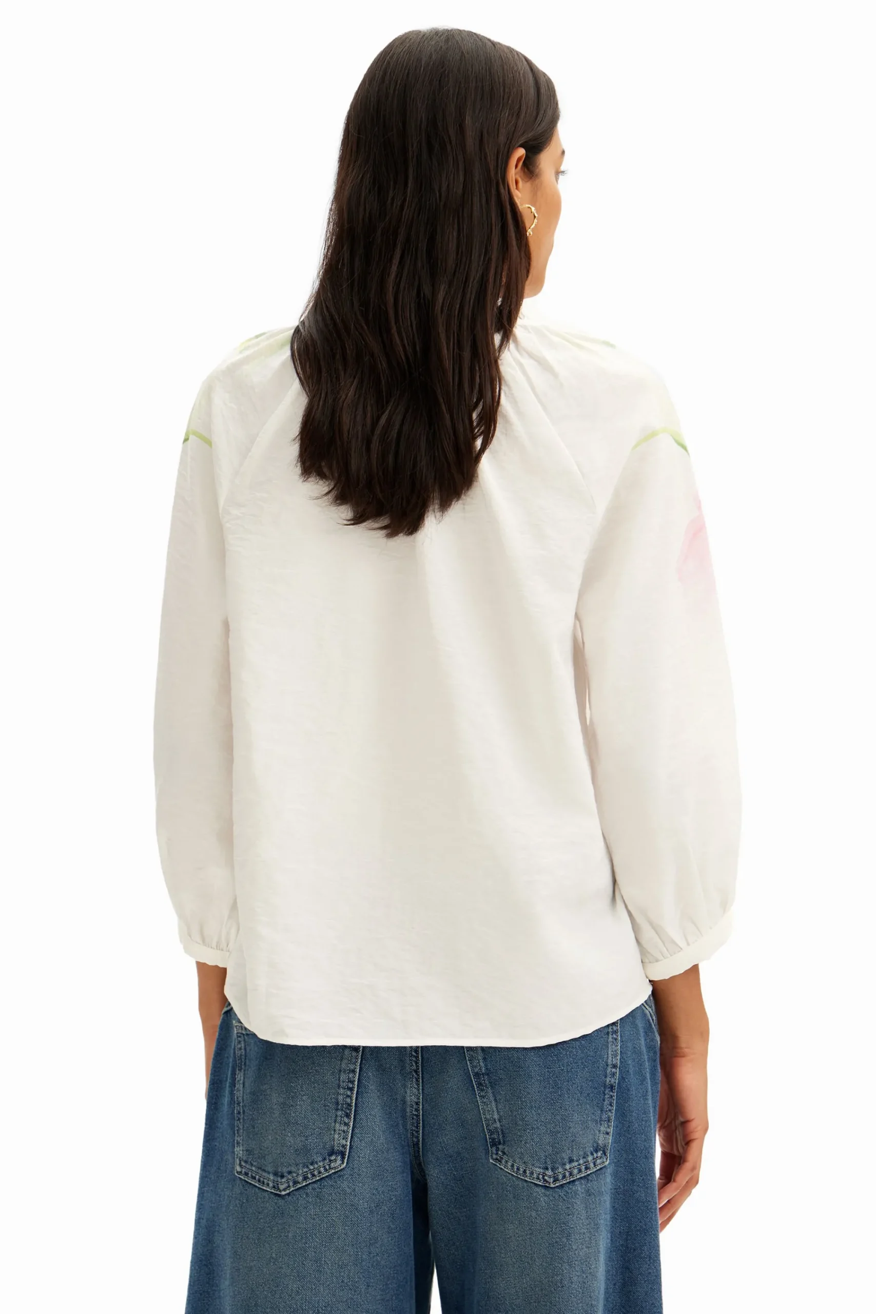 Camisas Y Blusas-Desigual Blusa vaporosa con estampado de flores en acuarela