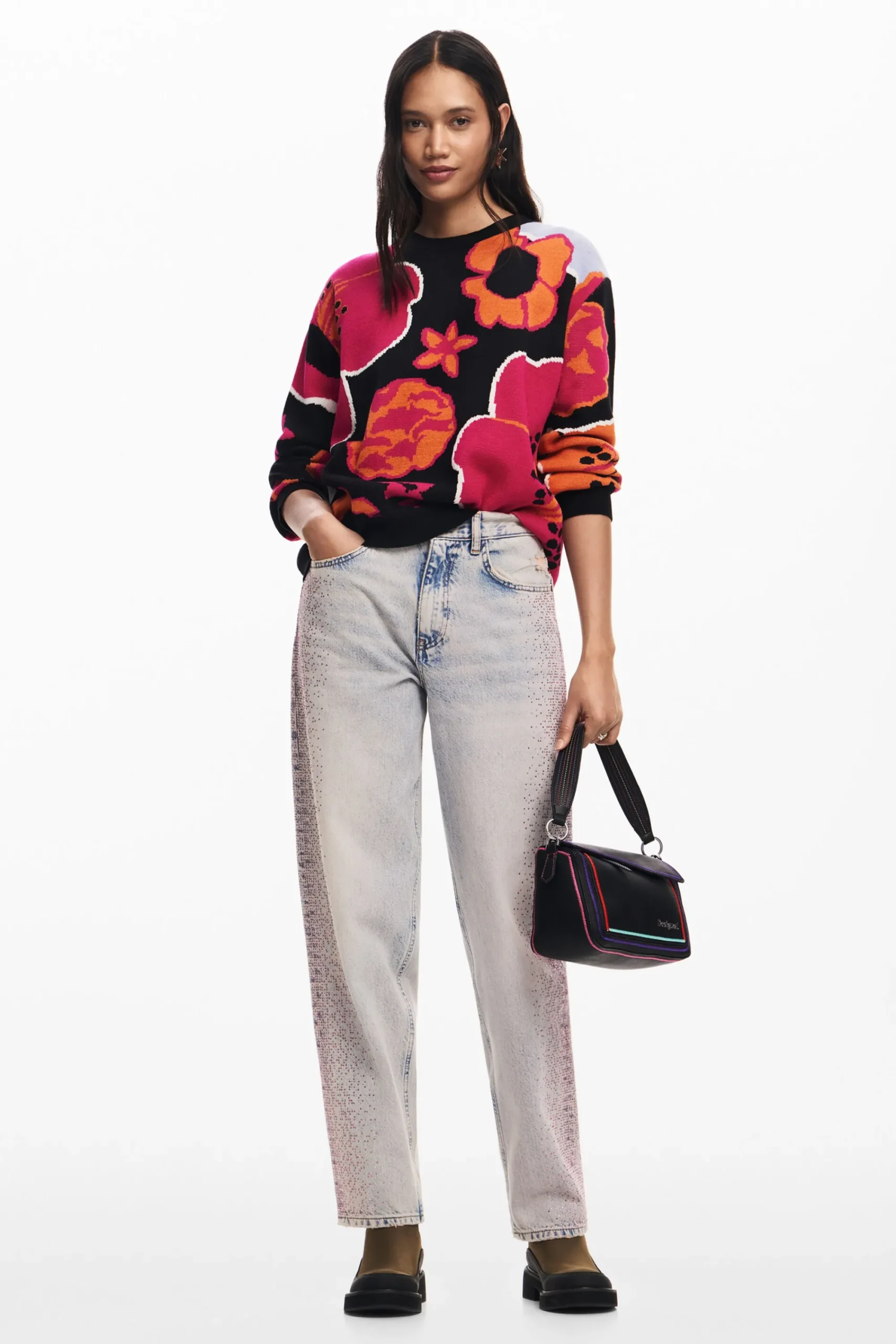 Bolsos-Desigual Bolso de mano multilineal cremallera