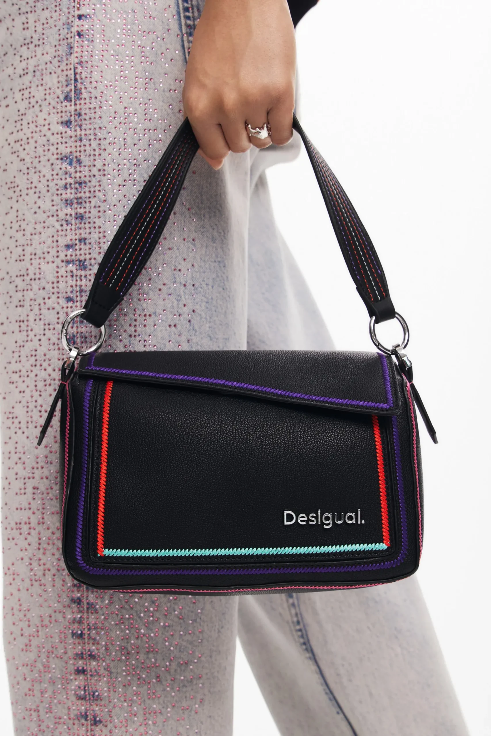 Bolsos-Desigual Bolso de mano multilineal cremallera