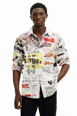 Camisetas|Camisas-Desigual Camisa con diseño de prensa japonesa